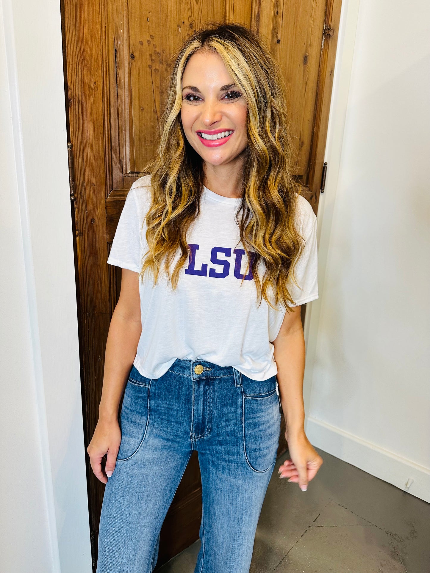 LSU Crop Tee- White