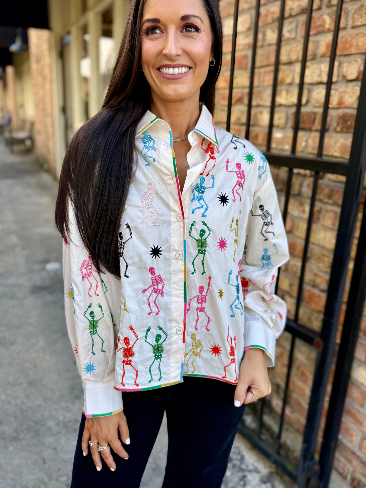 Queen Skeleton Button Up Top