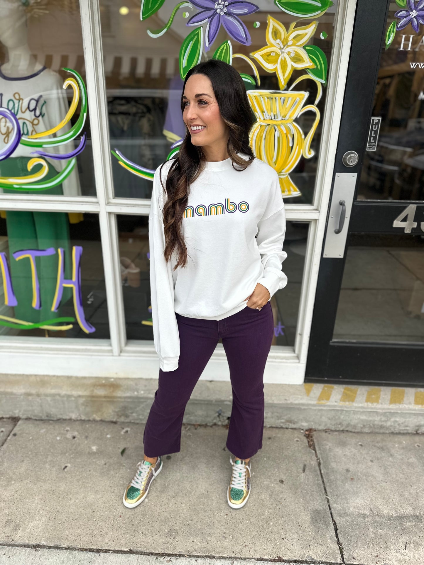 Mambo Varsity Ribbed Sweatshirt-White