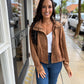 Z Supply Corin Bubble Hem Jacket- Saddle