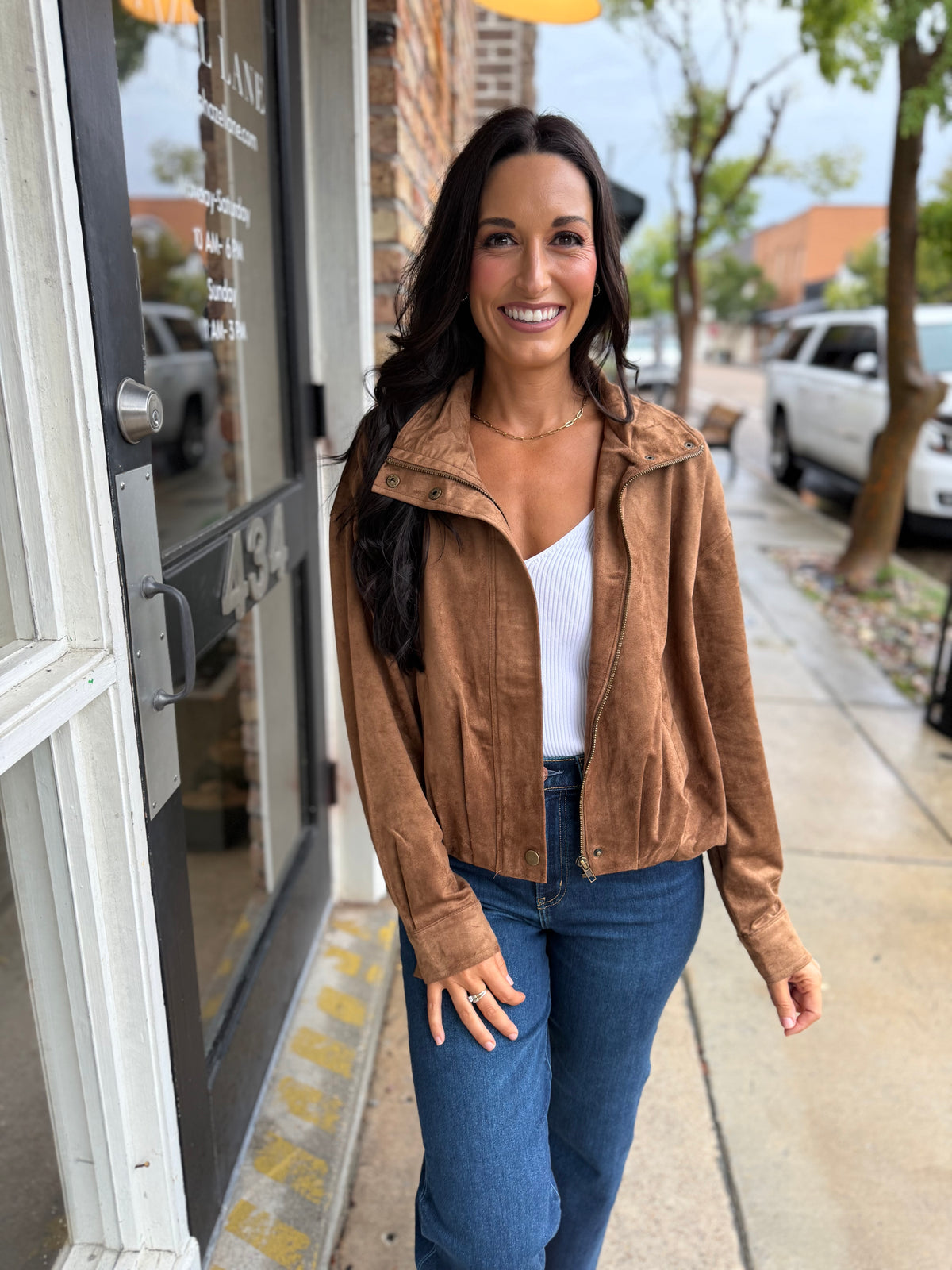 Z Supply Corin Bubble Hem Jacket- Saddle