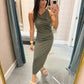 Issabelle Cowl Neck Dress- Olive