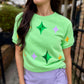 Mardi Gras Stars Top- Green