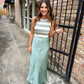 Deano Satin Maxi Skirt- Sage Green