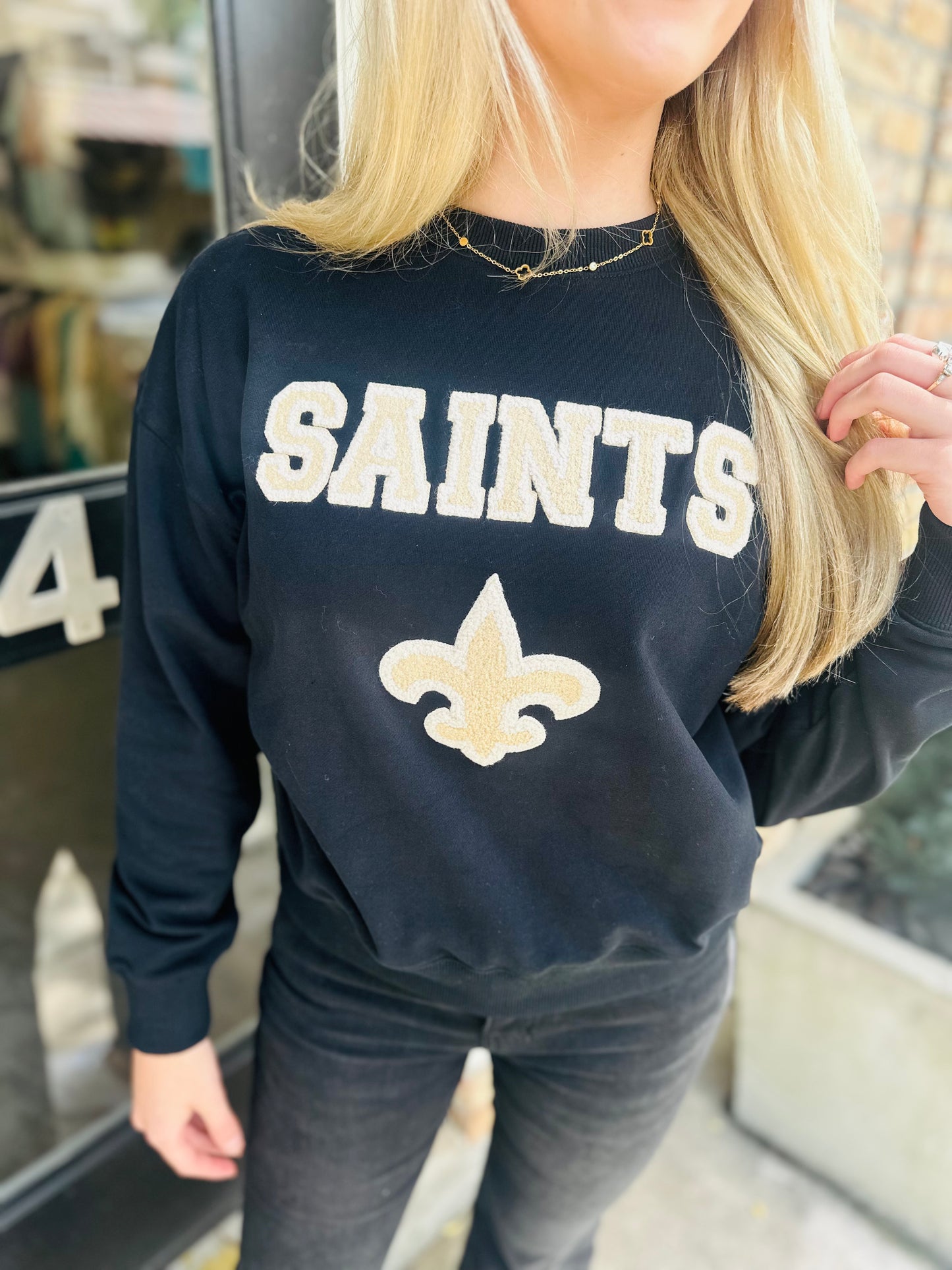 Saints Chenille Sweatshirt- Black