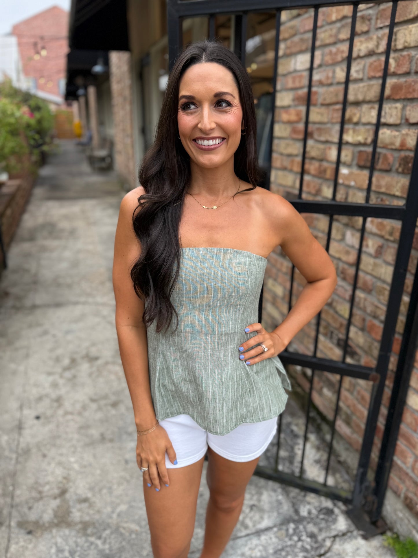 Waves Tube Top- Sage Green