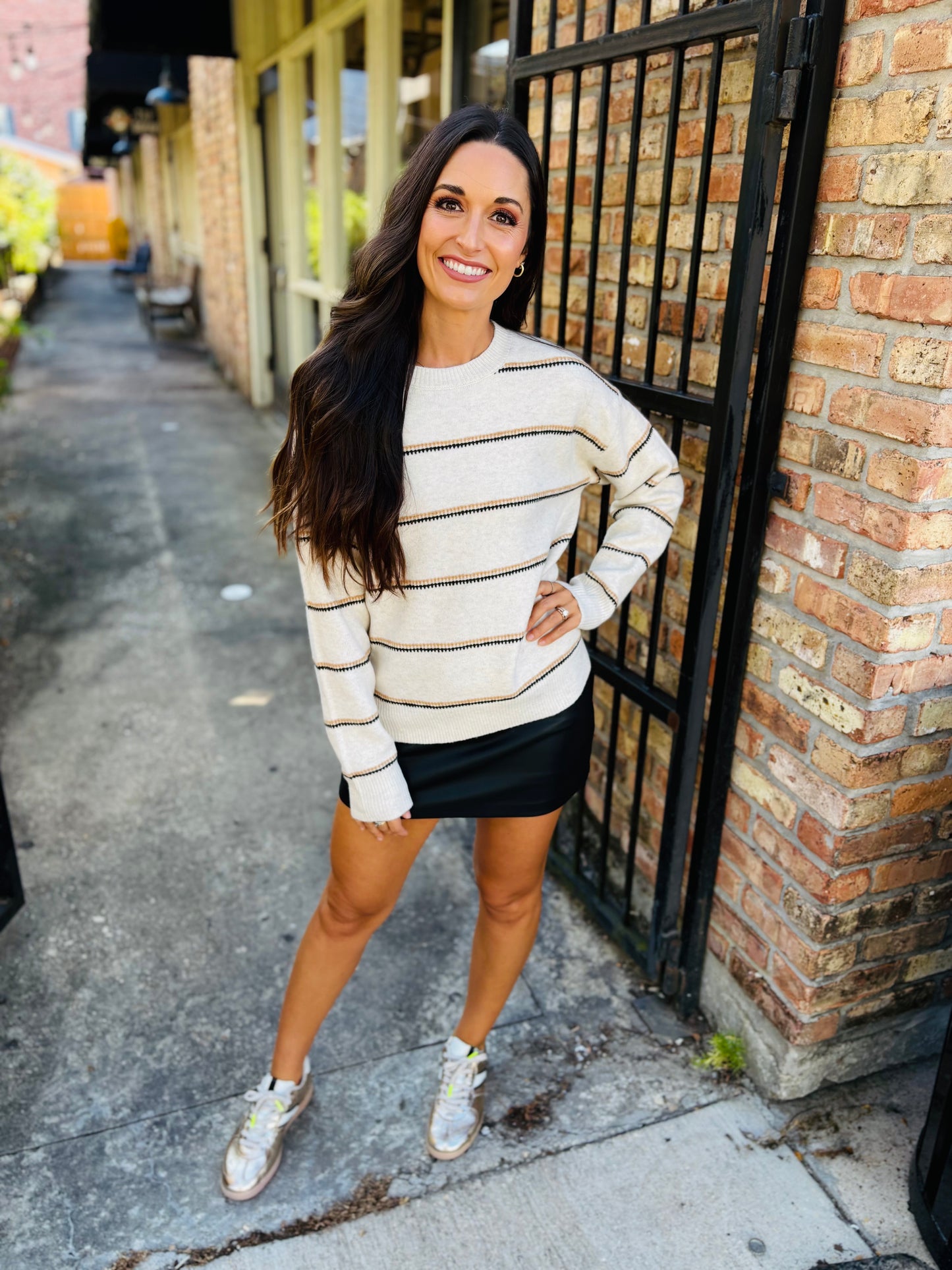 Specht Striped Crewneck Sweater- Ivory