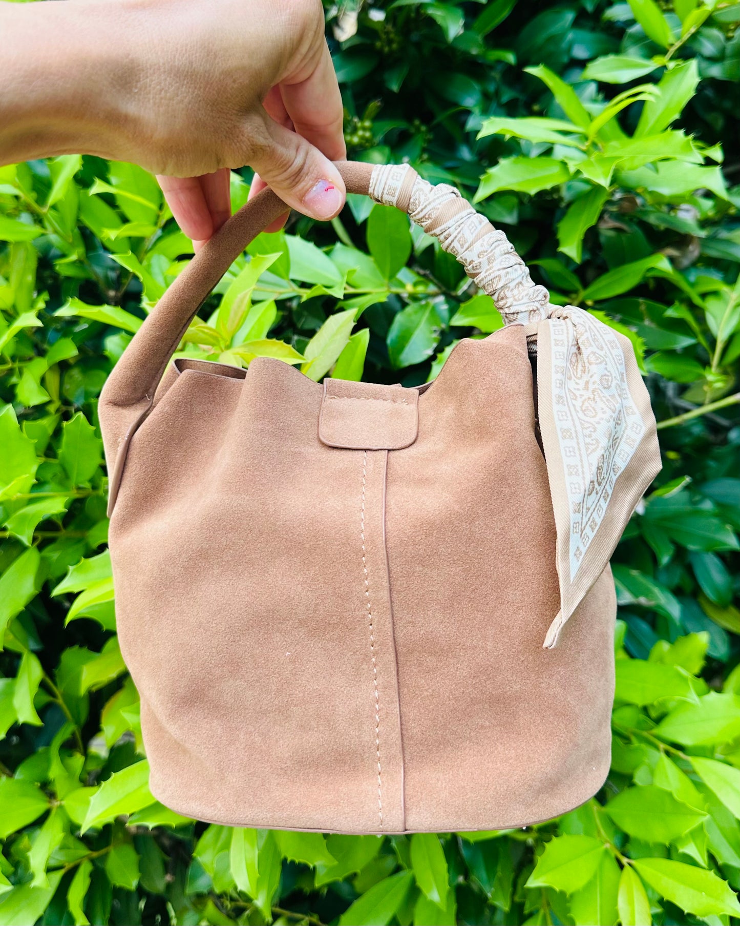 Shelley Suede Crossbody Bag- Tan