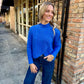 Asymmetrical Cable Sweater- Royal Blue