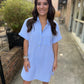 Day Striped Shirt Dress- Lt. Blue