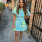Dylan Puff Mini Dress- Lime Multi