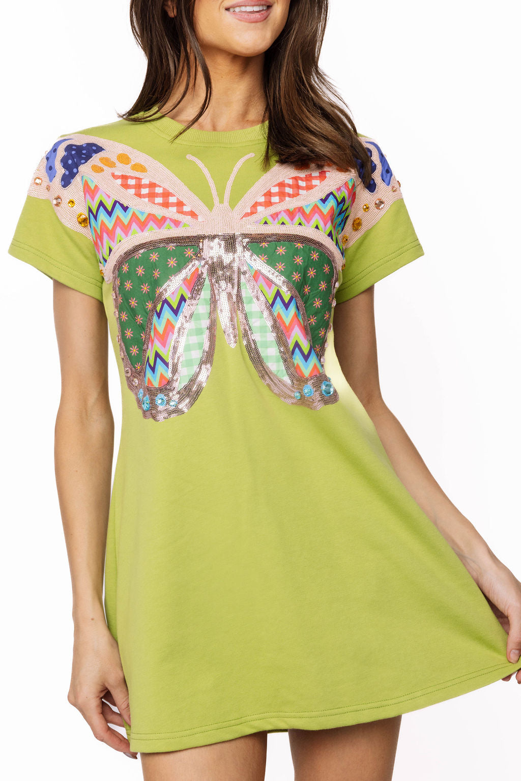 Queen Patchwork Butterfly Dress- Green
