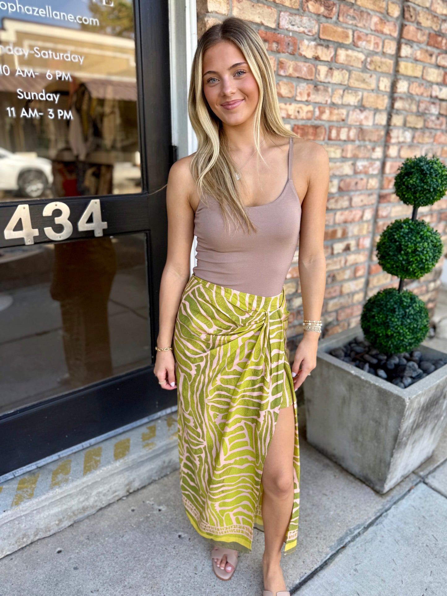 Lara Faux Wrap Skirt- Green