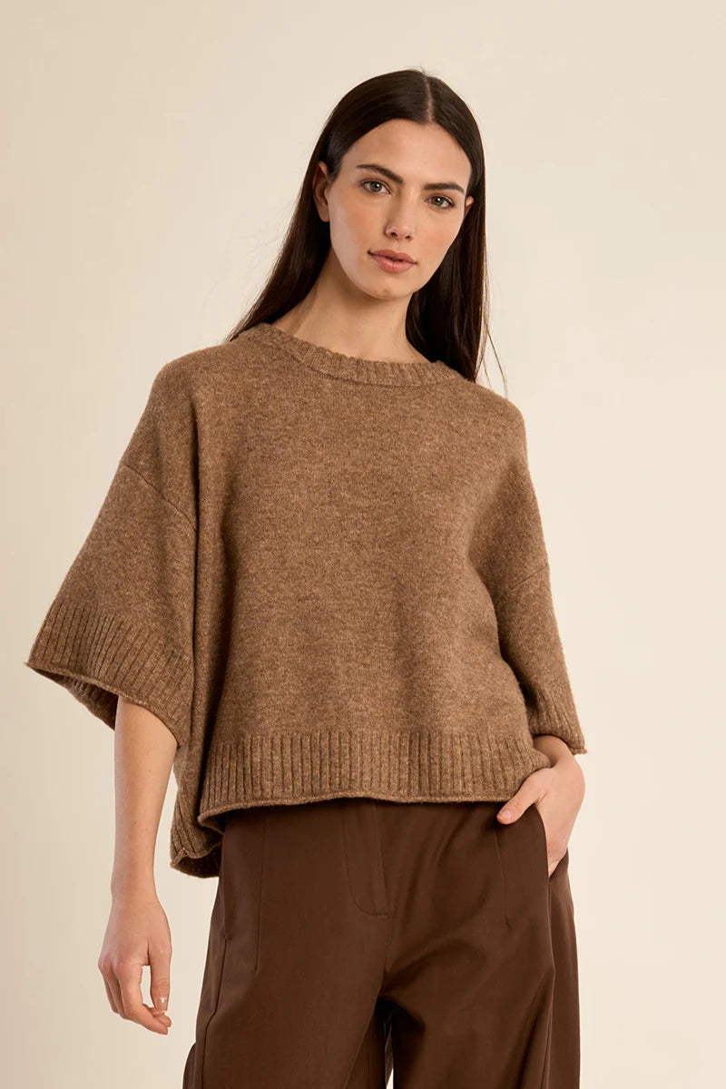 Fallow Flared Sweater Top- Camel