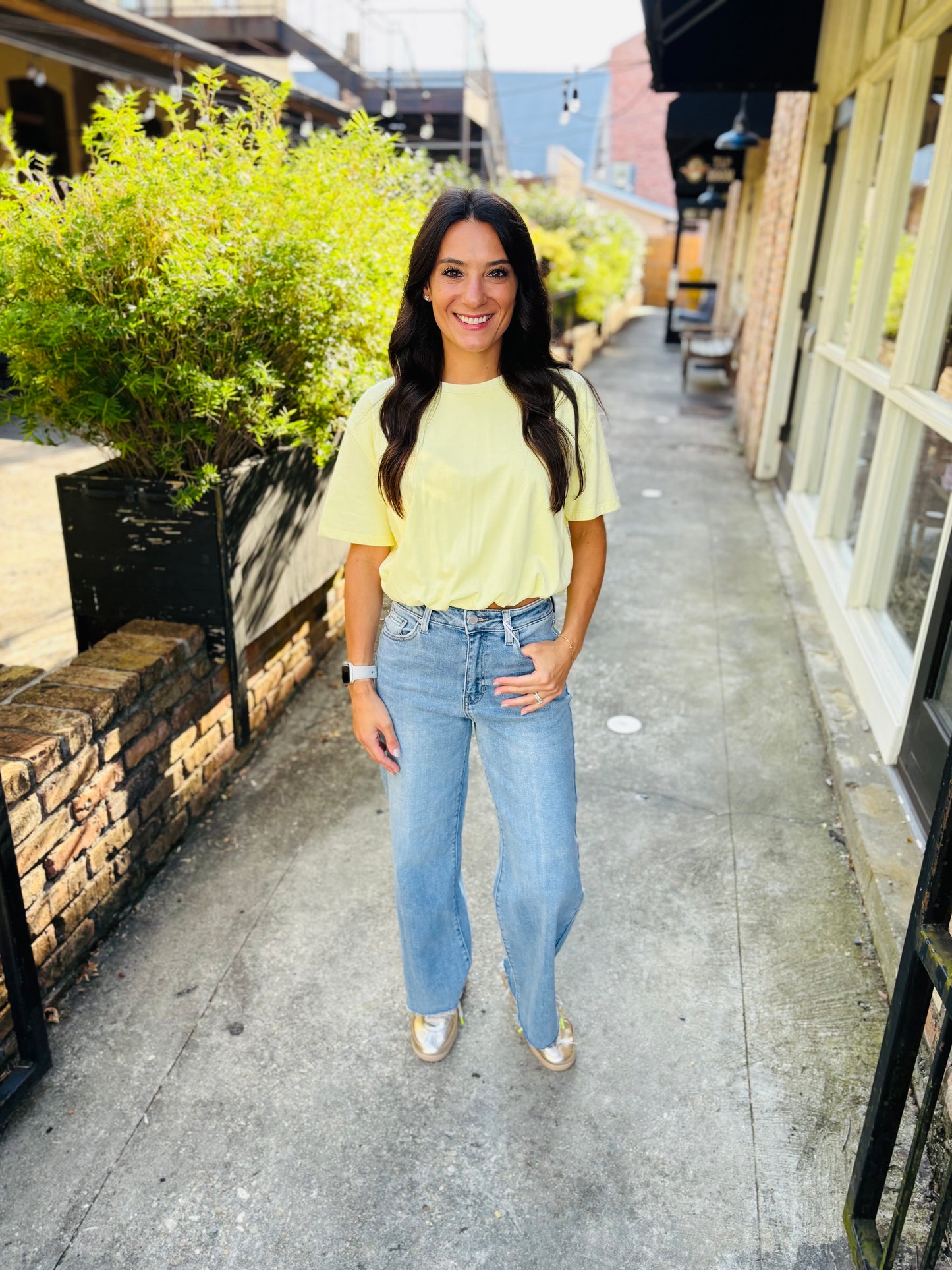 Blakely Slim Wide Leg Denim- Medium Denim