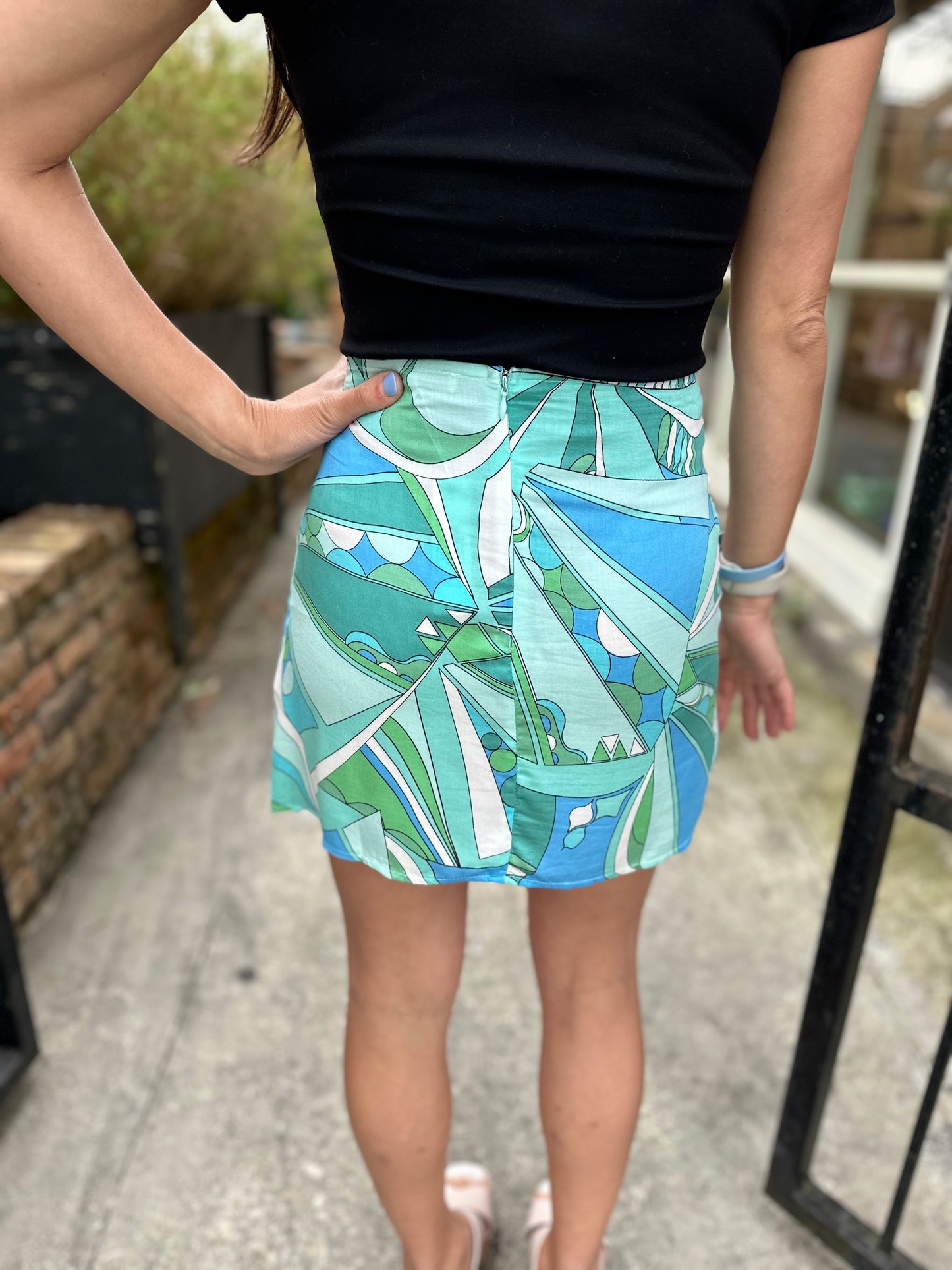 Groovy Mini Skirt- Green/Blue