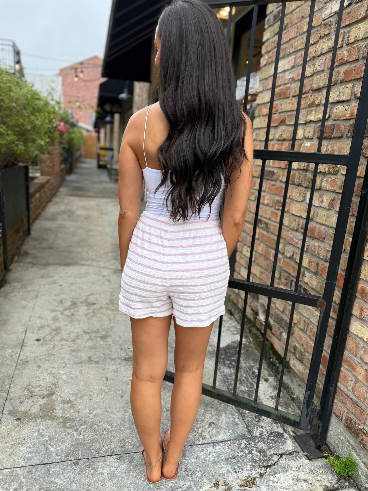 Davis Striped Shorts- Pink