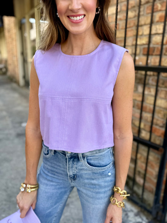 Darby Denim Top- Lavender