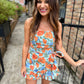 Haven Floral Wrap Romper- Jade Orange