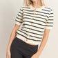 Naomi Striped Cardigan Top- Black