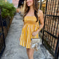 Huddle Striped Smocked Mini Dress- Butter Yellow