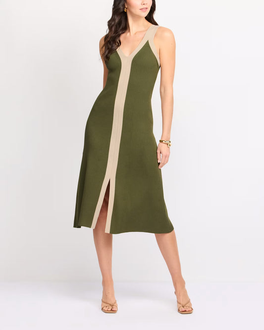 Analise Colorblock Maxi Dress- Olive