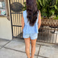 Gingham Peplum Top- Blue
