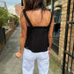 Doha Eyelet Flowy Tank- Black