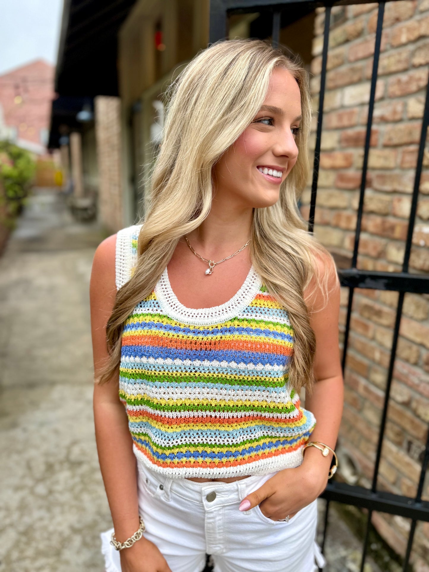 Sylvia Stripe Sweater Vest- Multi