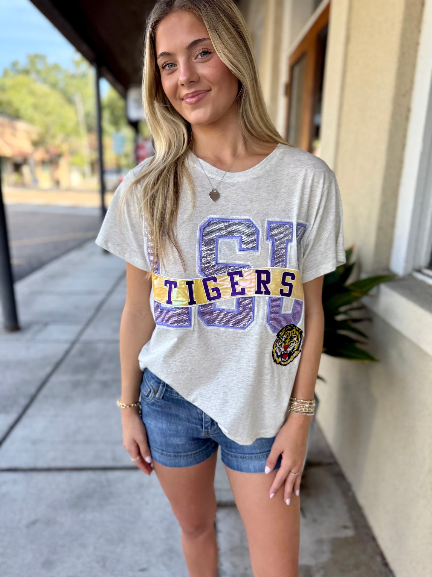 LSU Metallic Banner Tee