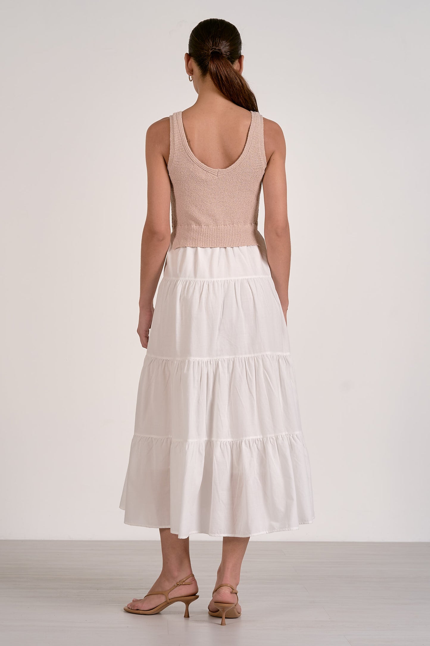 Walker Layered Maxi- Taupe/White