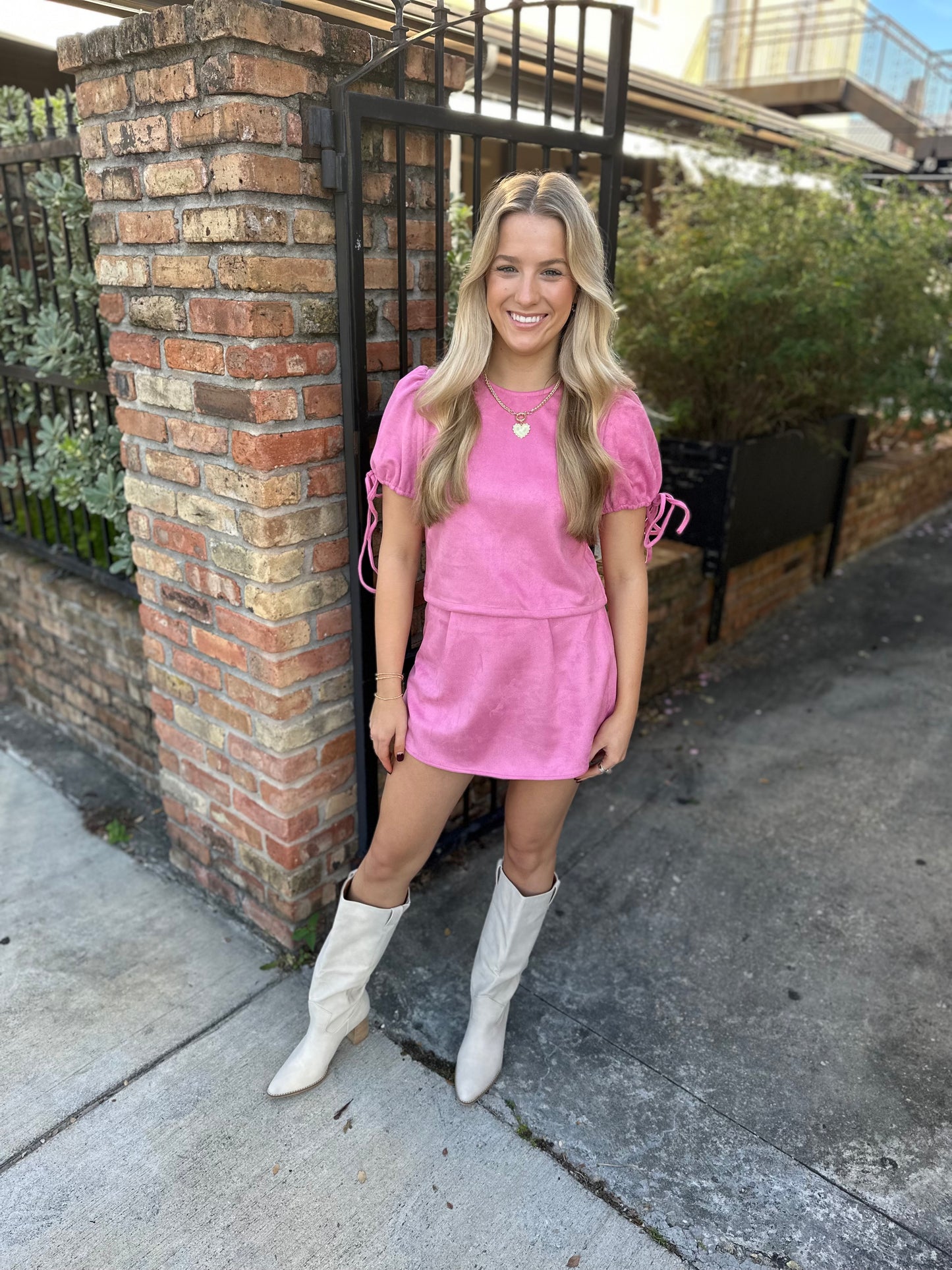 As Always Mini Skort- Pink Suede