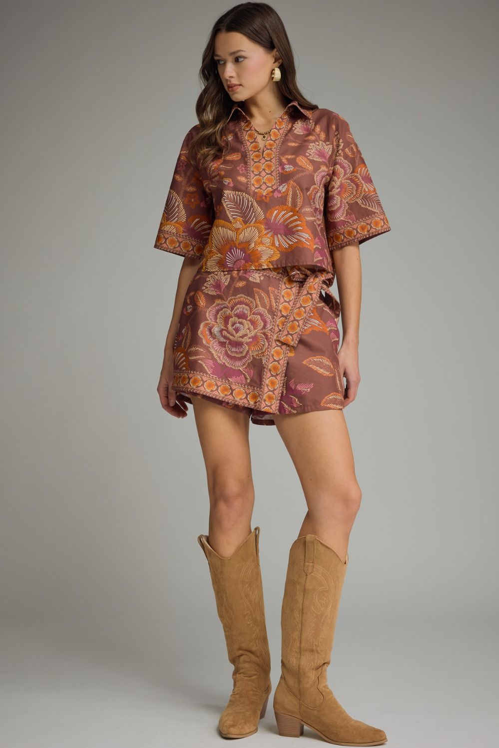 Izzy Botanical Top- Terra Cotta