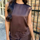 Meaux Mixed Lace Top- Brown