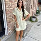 Day Striped Shirt Dress- Lemon/White