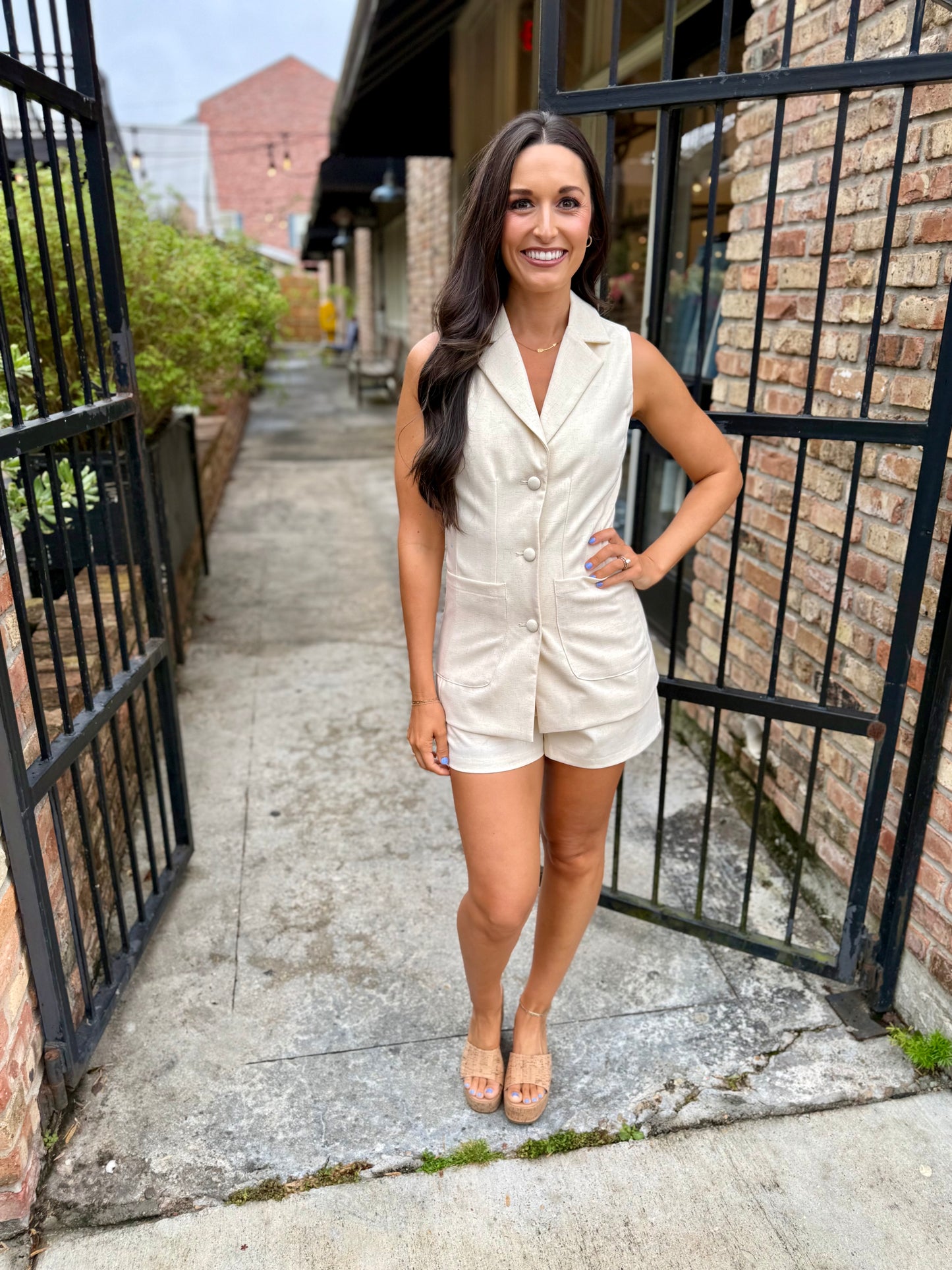 Mariana Blazer Vest- Cream