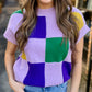Cleopatra Checkered Sweater Top- Lavender