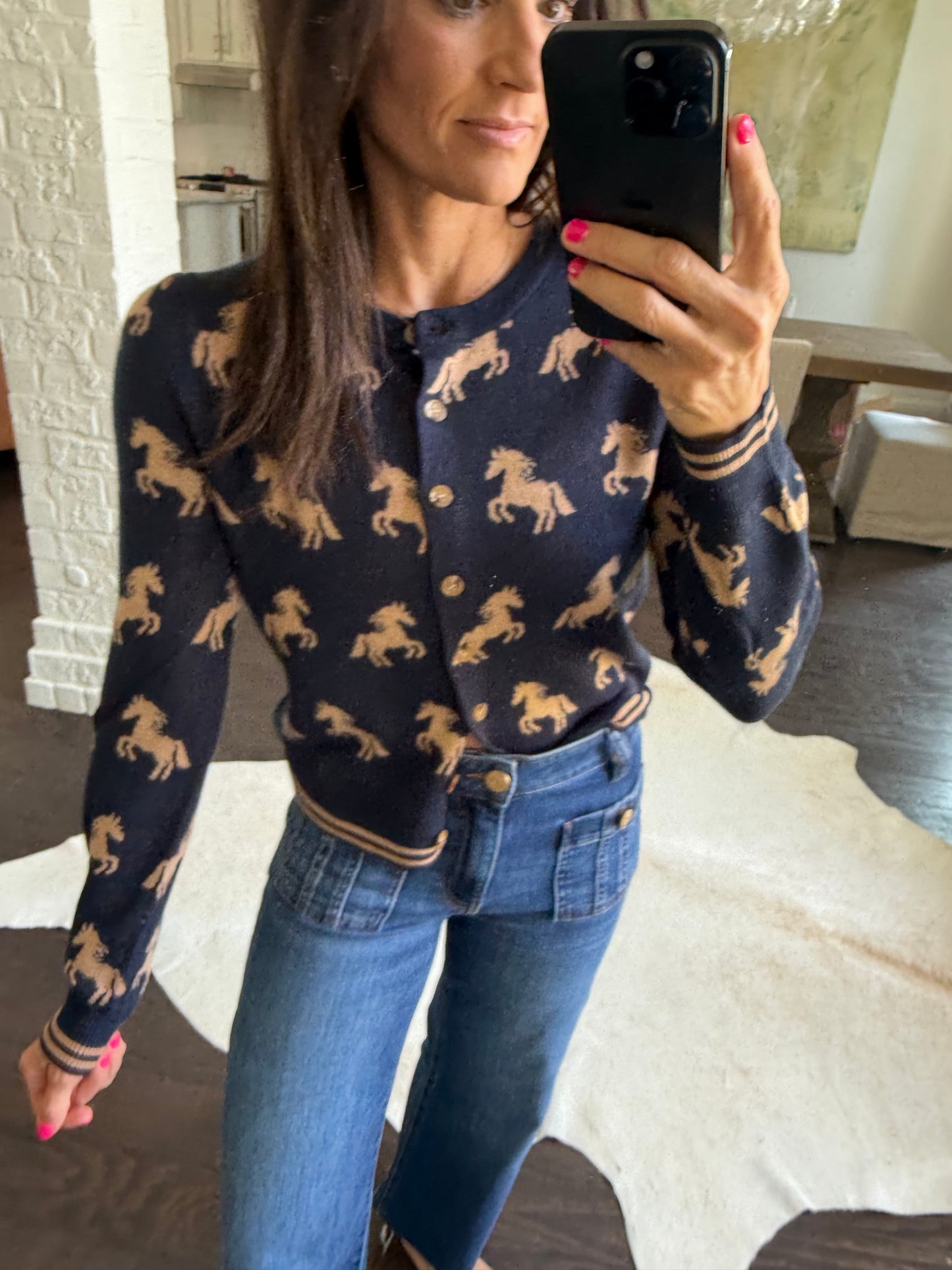 Astra Horse Cardigan- Navy