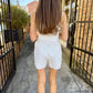 Prairie Striped Drawstring Shorts- Taupe
