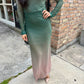 Embellished Mesh Maxi Skirt- Green
