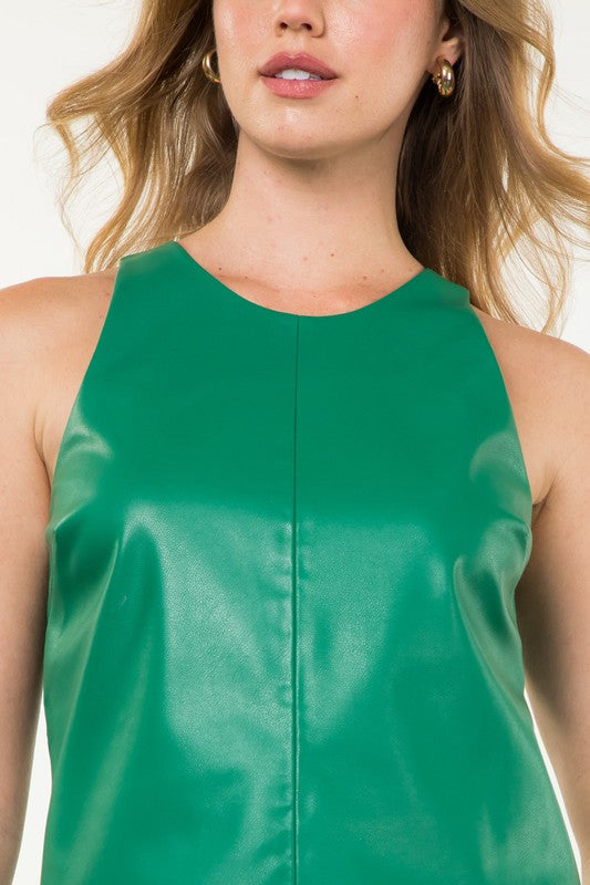 Gators Faux Leather Tank Top- Green