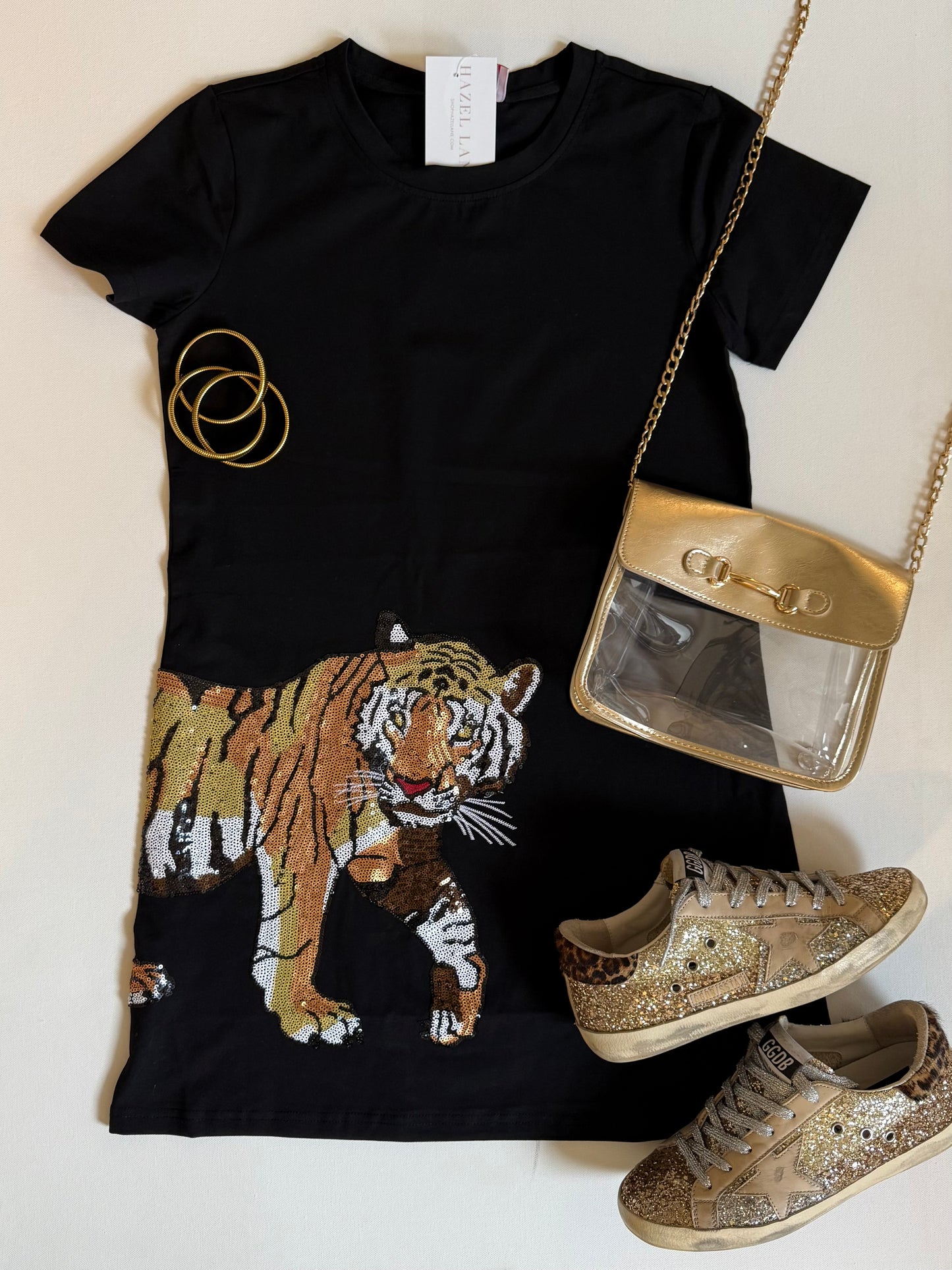 Tiger Wrap Around Dress- Black