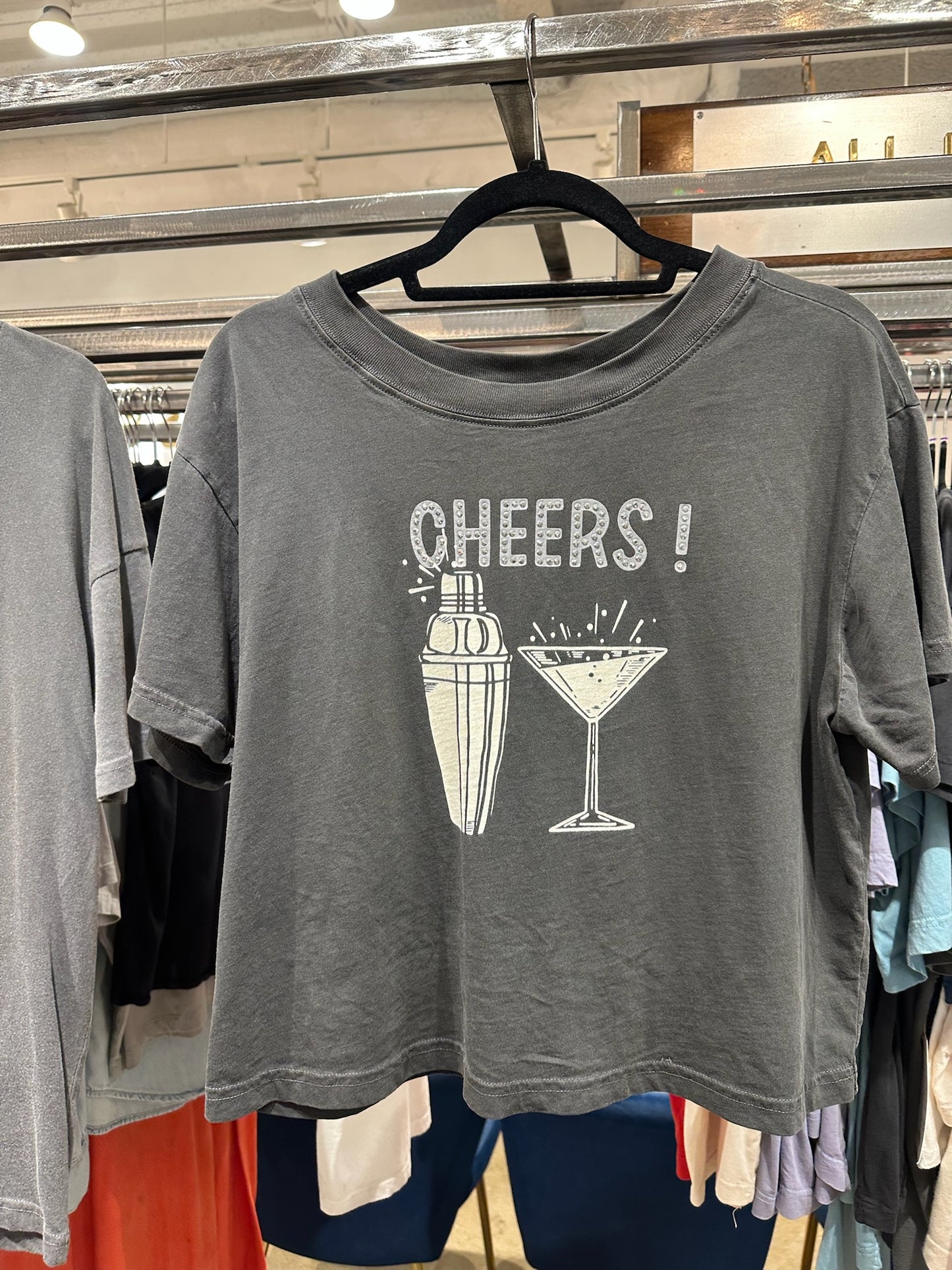 Shaker Wide Crop Tee- Vintage Black