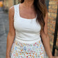 Dearly Square Neck Tank- Ivory