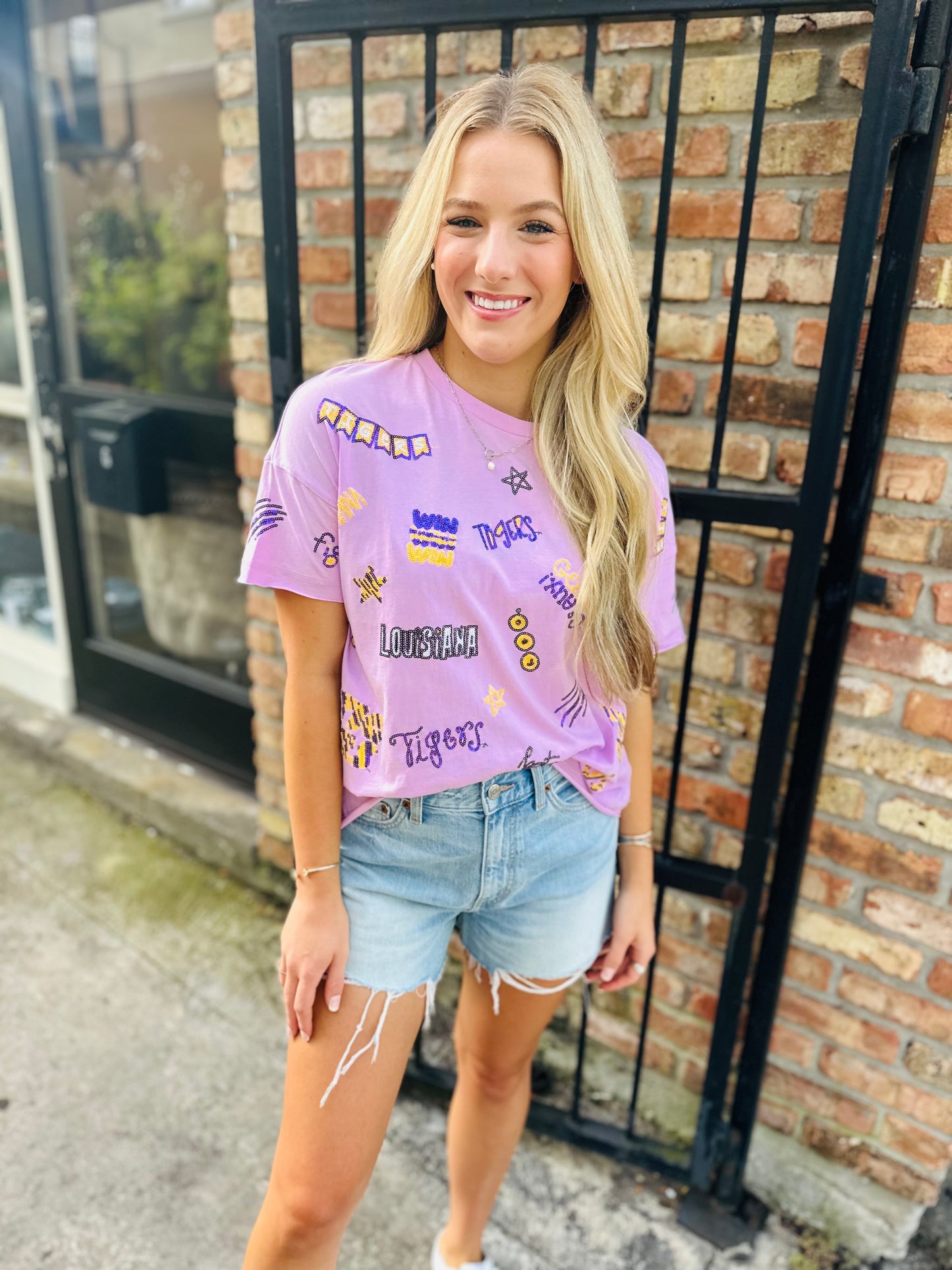 LSU Sequin Boxy Tee