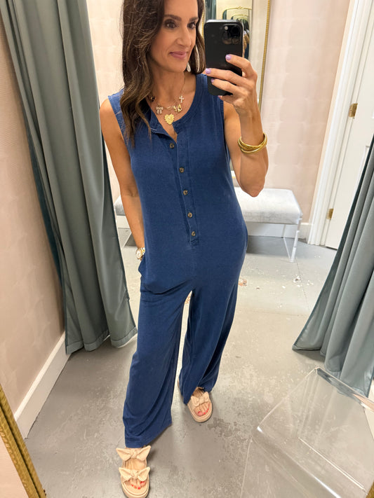 Z Supply Fiona Jersey Denim Jumpsuit