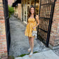 Huddle Striped Smocked Mini Dress- Butter Yellow