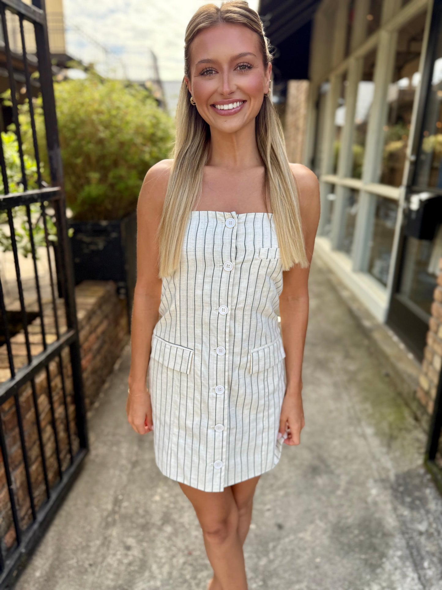 Trinity Striped Button Dress- Melange