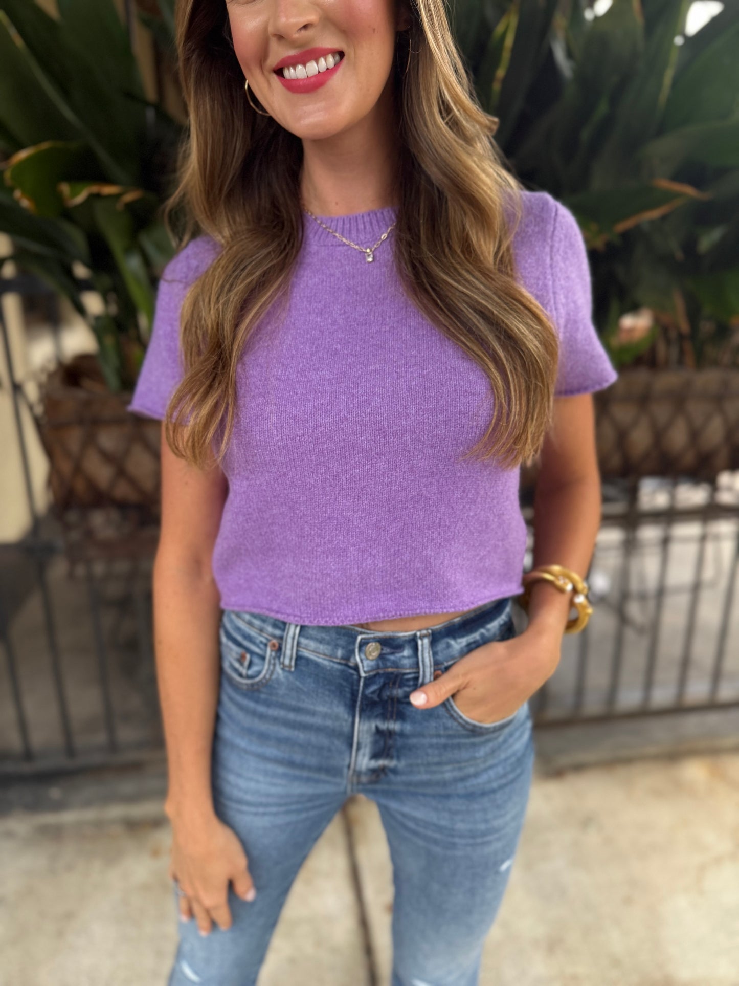 Jessie Crop Sweater- Purple