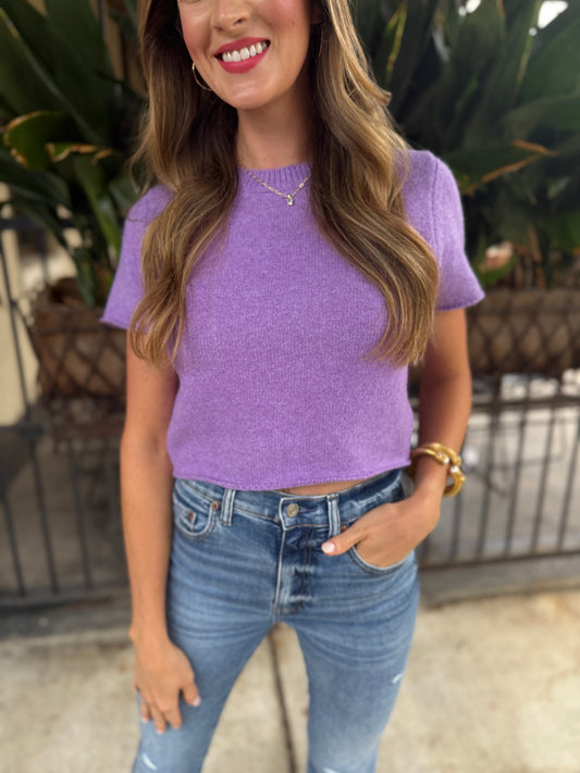 Jessie Crop Sweater- Purple